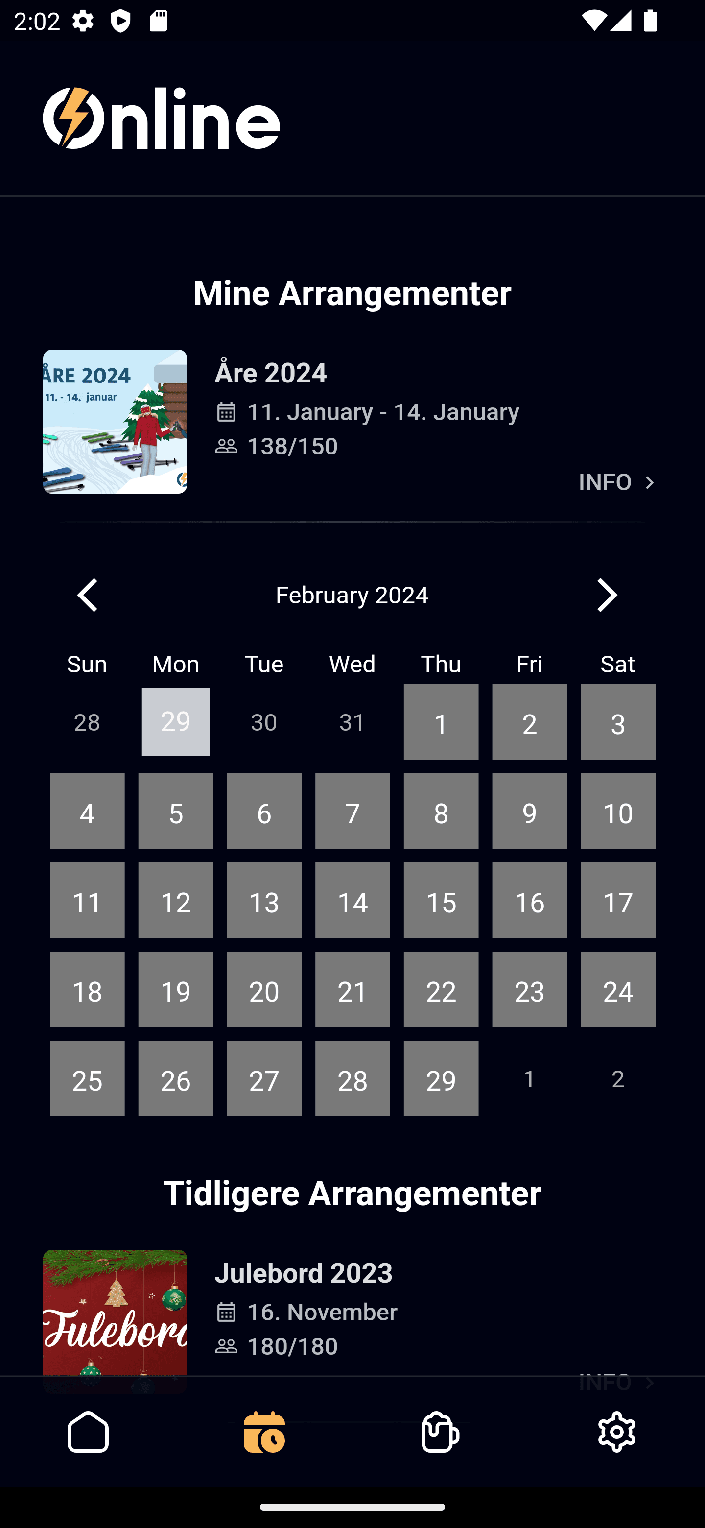 Online Events mobile view 1