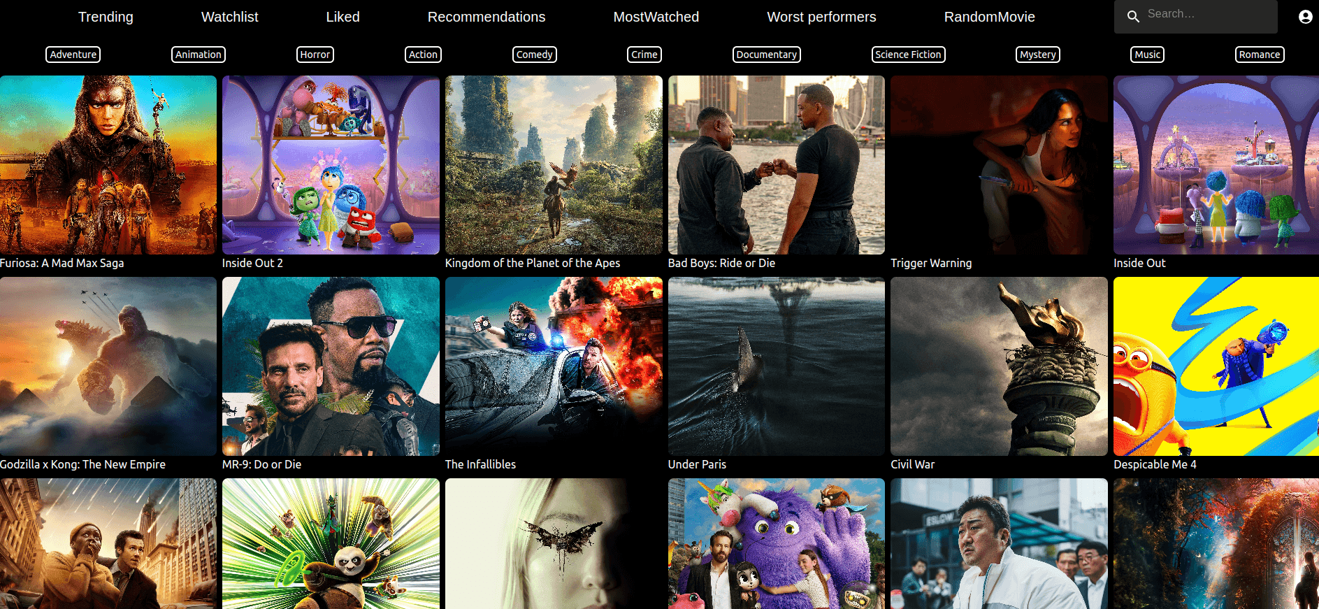 Filmsporer desktop view
